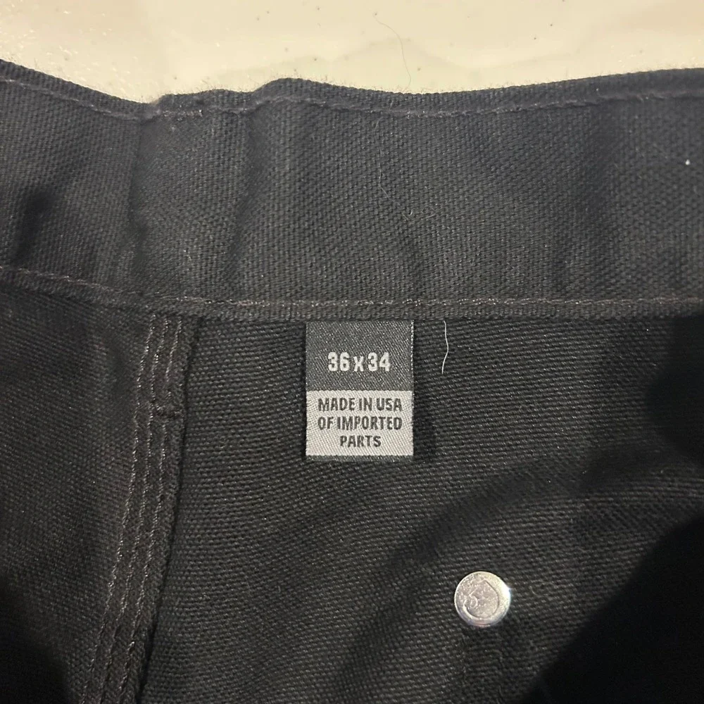 Carhartt B136 BLK Men's 36x34 Double Knee Canvas Duck Pants Loose Fit Black EUC